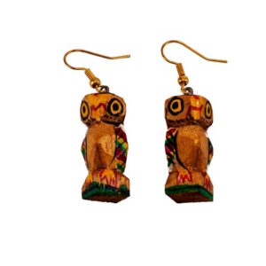 Wood Carved Owl Earrings