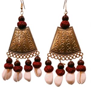 Handcrafted Bronze Red Beads Earrings