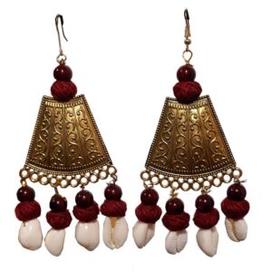Handcrafted Bronze Red Beads Earrings