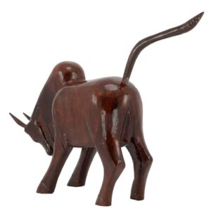 Charging Bull Wooden Statue