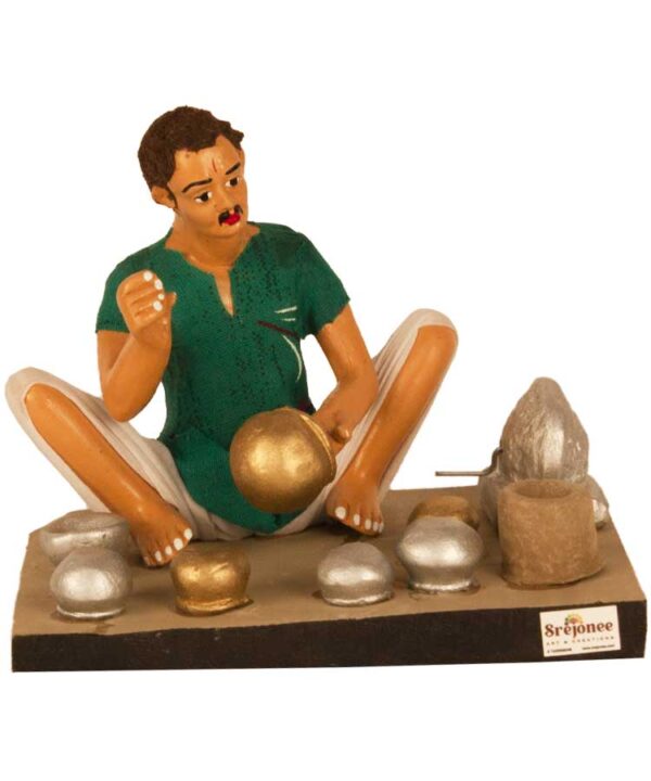 metal pot maker miniature statue