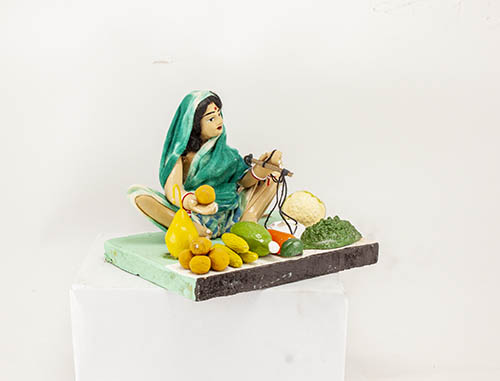 Vegetable Seller Woman, Miniature Statue, Handcrafted - Srejonee