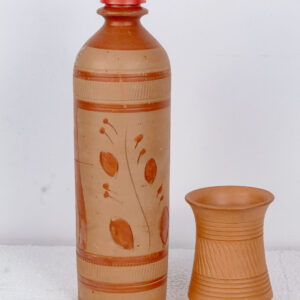 Terracotta Water Bottle 1 lt. With Glass