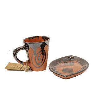 Terracotta Coffee Mug With Terracotta Tray