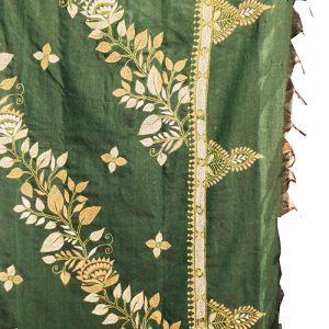 Kantha Stitch Handloom Saree – Green
