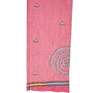 Kantha Stitch Handloom Saree – Pink