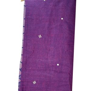 Gujarati Stitch Mirror Work Handloom Saree – Purple