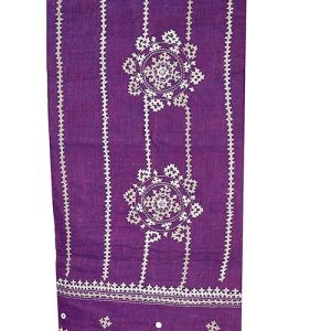 Gujarati Stitch Mirror Work Handloom Saree – Purple