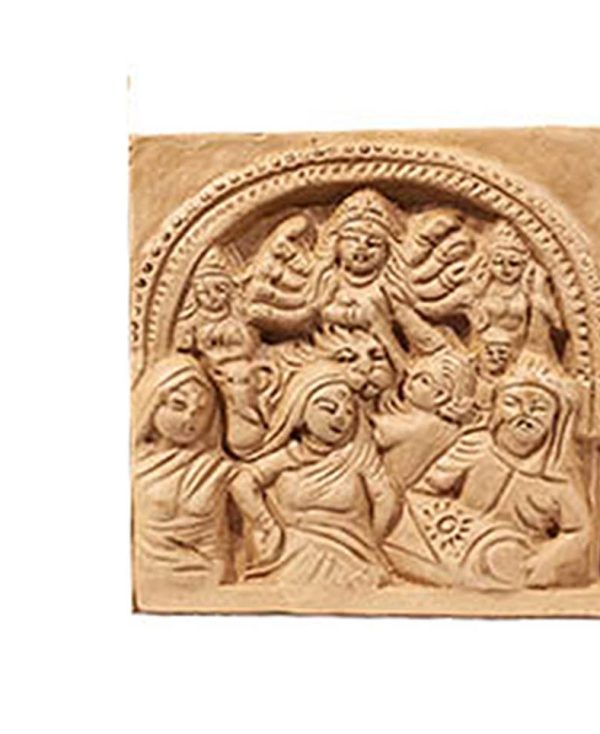 Terracotta Mythological Durga Family Tiles 6" x 6"