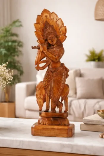 Lord Krishna Wooden Statue
