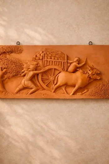 Bullock Cart Terracotta Wall Tile