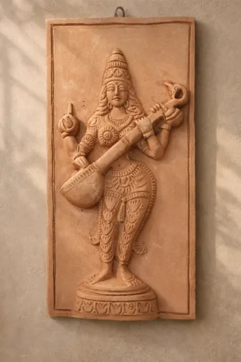 Maa Saraswati Terracotta Wall Hang
