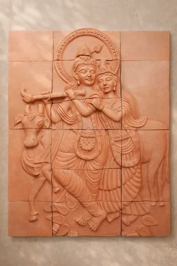 Terracotta Wall Mural of Radha Krishna (Design No. 4)