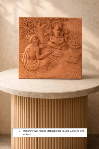 MAHABHARAT STORY Terracotta Wall Tiles (Set Of 24 Tiles)