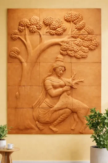 Terracotta Wall Mural of Sakuntala (Design No. 9) 2