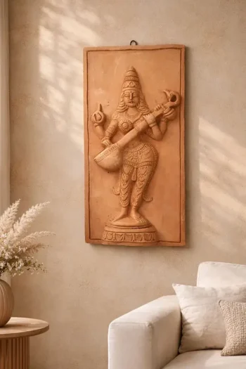Maa Saraswati Terracotta Wall Hang