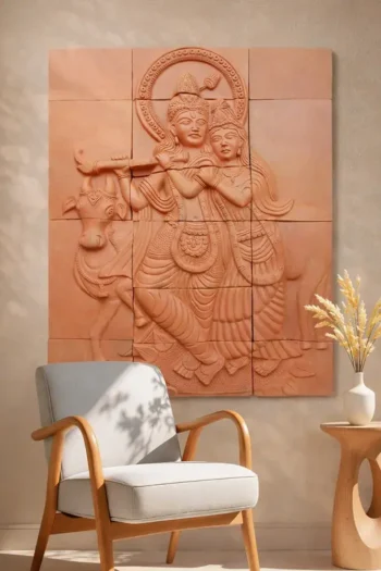 Terracotta Wall Mural of Radha Krishna (Design No. 4)