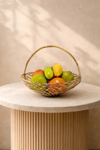 Bamboo Fruit Basket With Clay Fruits