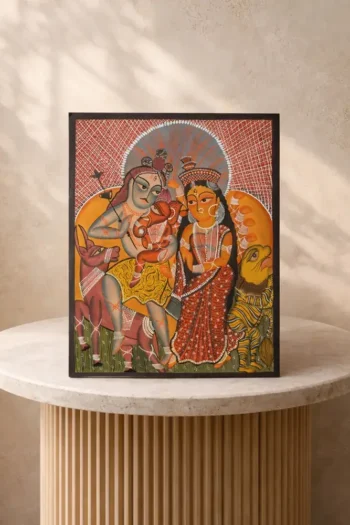 Chowkas Pot Har Parvati with Ganesha (Digital Print) – With Frame