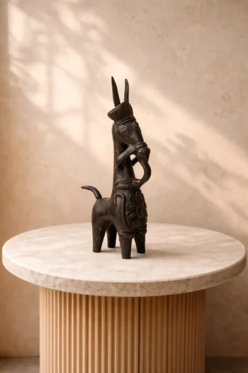 Terracotta Black Bankura Horse 12″