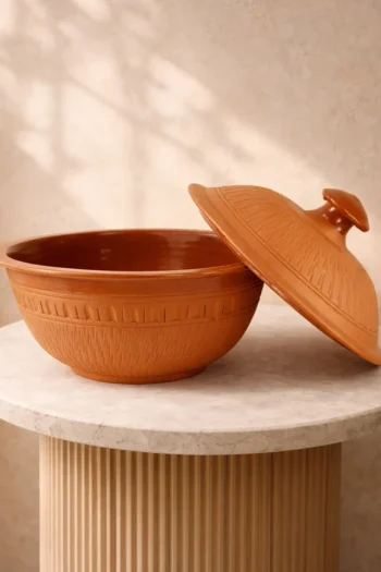 Terracotta Serving Bowl 8″ Brown (With Ceramic Coating)