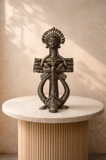 Maa Durga Black Terracotta Statue 10″