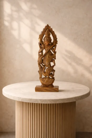 Saraswati Wooden Statue 13″