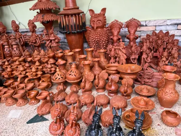 Terracotta articles after final finish ready for sale.