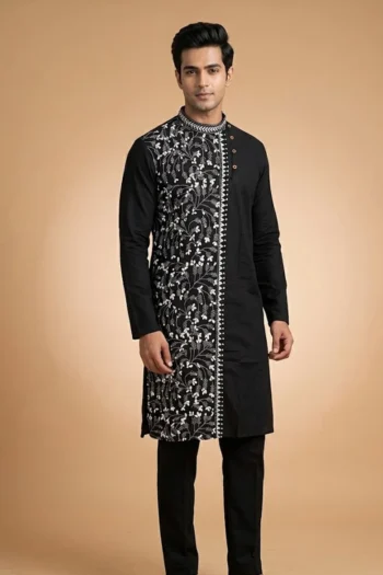 Kantha Stitch Cotton Kurta for Men