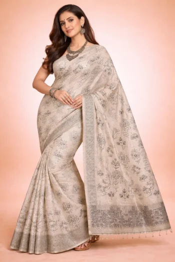 Tussar Thread Work Saree – Flower Motif