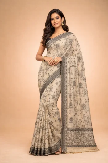 Tussar Thread Work Saree – Figure Motif