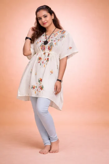 Kantha Stitch Ladies Pure Cotton Caftan