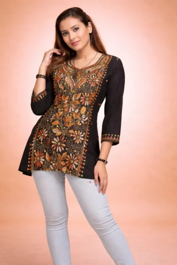 Ladies Cotton Kantha Stitch Kurti (Short Length)
