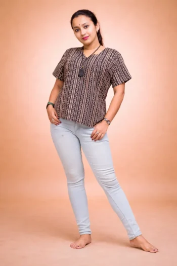 Block Printed Pure Cotton Short Top – 40″ M