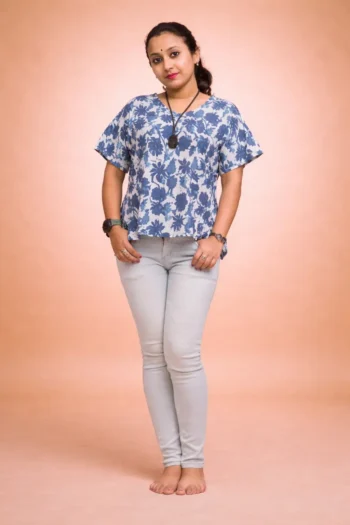 Block Printed Pure Cotton Short Top – 44″ XL