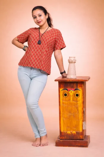 Block Printed Pure Cotton Short Top – 46″ XXL