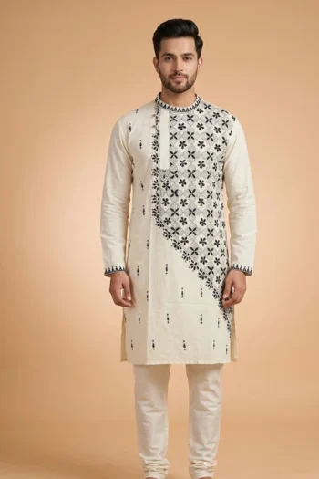 Kantha Stitch Men’s Cotton Punjabi