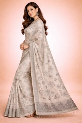 Tussar Thread Work Saree – Flower Motif