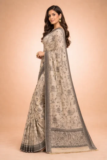 Tussar Thread Work Saree – Figure Motif