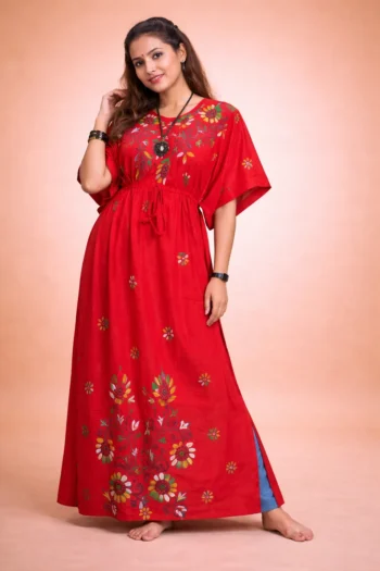 Kantha Stitch Ladies Pure Cotton Caftan