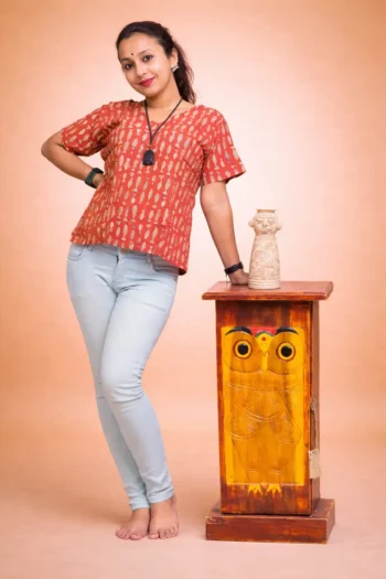 Block Printed Pure Cotton Short Top – 44″ XL