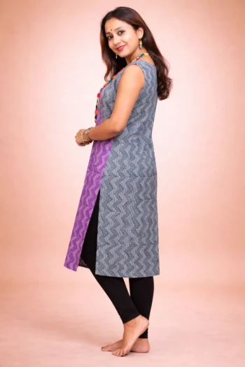 Bagru Printed Pure Cotton Sleeveless Long Kurti – 40″ M