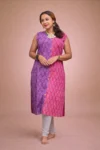 Bagru Printed Pure Cotton Sleeveless Long Kurti – 46″ XXL