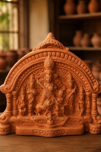 Terracotta Durga Family Showpice 6″