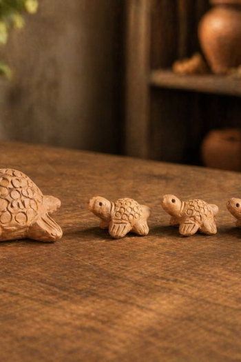 Mother Tortoise with Babies Terracotta Set