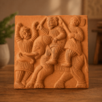 Sword Fight Terracotta Wall Tile featuring traditional handcrafted artwork, perfect for adding a unique ethnic touch to home decor and wall decoration.