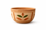 Terracotta Flower Pot with Leaf Motif (Decorative Planter Bowl)
