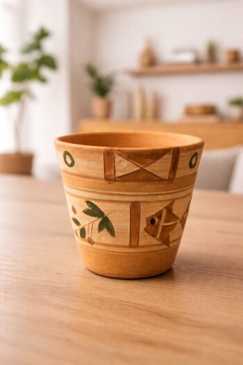 Terracotta Flower Pot with Traditional Motif