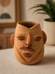 Terracotta Face Pen Stand