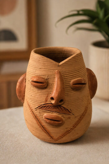 Terracotta Face Pen Stand